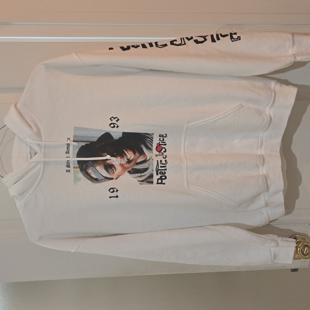 Poetic Justice Hoodie Sweatshirt Tupac 2Pac White Unisex Medium